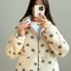 TEDDY Кофта на блискавці комір стійка чорний горох