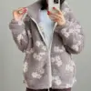 TEDDY Кофта на блискавці комір стійка біла квітка