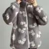TEDDY Кофта на блискавці комір стійка біла квітка
