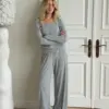 Soft Touch трикотаж костюм лонгслів та штани сірий
