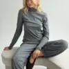 Soft Touch трикотаж лонгслів з високим горлом темно-сірий