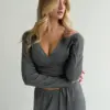 Soft Touch трикотаж лонгслів на зав'язках темно-сірий