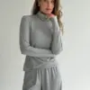 Soft Touch трикотаж лонгслів з високим горлом сірий