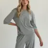 Soft Touch трикотаж костюм лонгслів та штани муки сірий