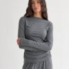 Soft Touch трикотаж лонгслів човник темно-сірий