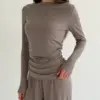 Soft Touch трикотаж лонгслів човник бежевий
