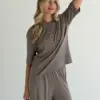 Soft Touch трикотаж костюм лонгслів та штани муки бежевий