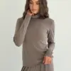 Soft Touch трикотаж лонгслів з високим горлом бежевий