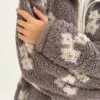 TEDDY Кофта на блискавці комір стійка біла квітка