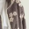 TEDDY Кофта на блискавці комір стійка біла квітка