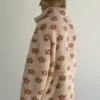 TEDDY Кофта на блискавці комір стійка коричнева квітка