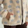 TEDDY Кофта на блискавці комір стійка блакитна квітка