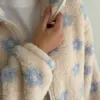 TEDDY Кофта на блискавці комір стійка блакитна квітка