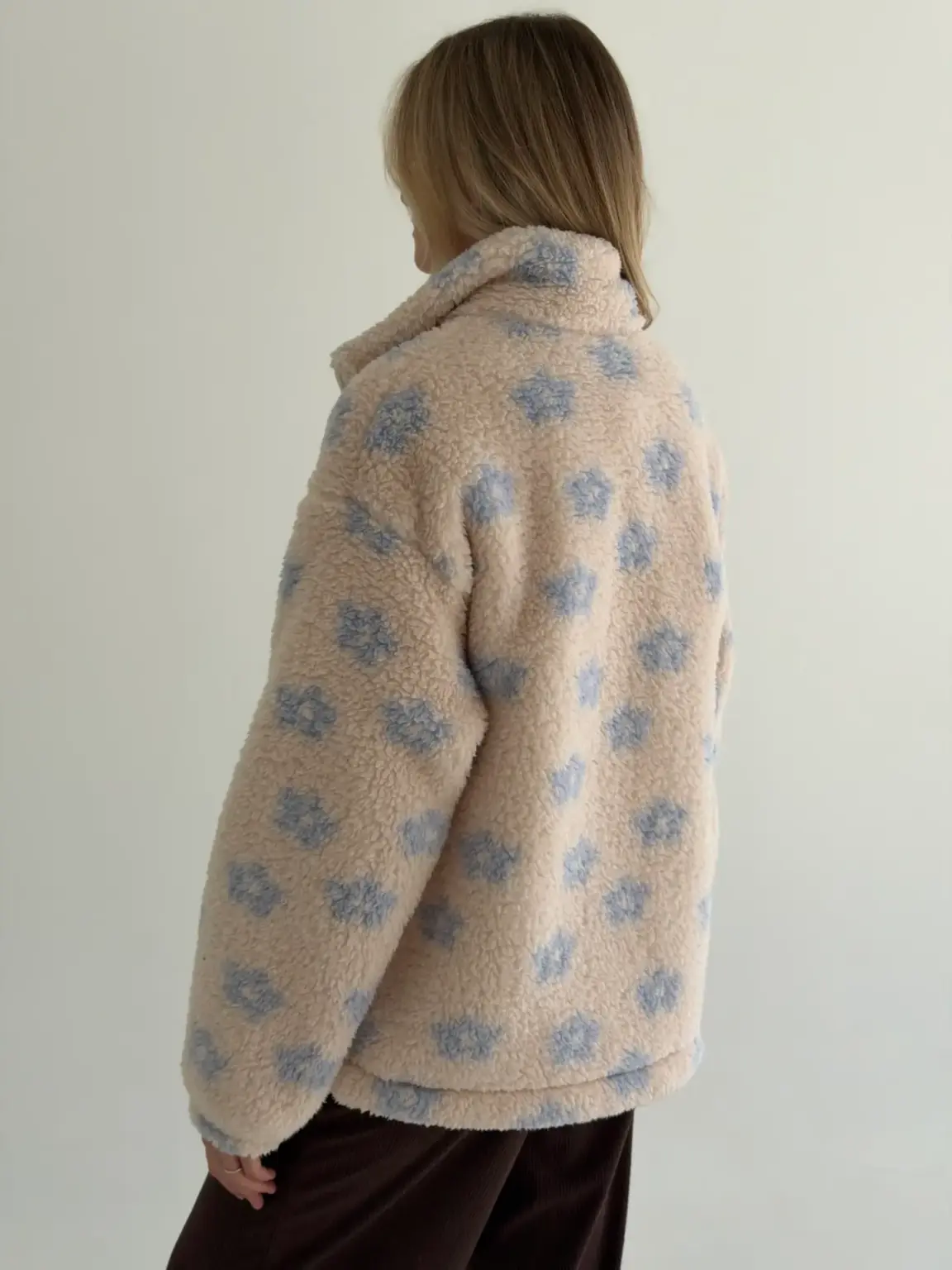 TEDDY Кофта на блискавці комір стійка блакитна квітка
