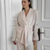 Костюм кофта на запах та штани двосторонній фліс бежевий