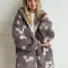 TEDDY Кофта на блискавці з капюшоном біла квітка