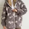 TEDDY Кофта на блискавці з капюшоном біла квітка