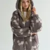 TEDDY Кофта на блискавці з капюшоном біла квітка