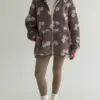 TEDDY Кофта на блискавці з капюшоном біла квітка