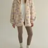 TEDDY Кофта на блискавці з капюшоном блакитна квітка
