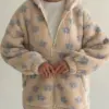 TEDDY Кофта на блискавці з капюшоном блакитна квітка