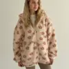 TEDDY Кофта на блискавці з капюшоном коричнева квітка