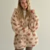 TEDDY Кофта на блискавці з капюшоном коричнева квітка