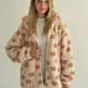 TEDDY Кофта на блискавці з капюшоном коричнева квітка