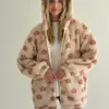 TEDDY Кофта на блискавці з капюшоном коричнева квітка