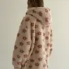 TEDDY Кофта на блискавці з капюшоном коричнева квітка