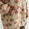 TEDDY Кофта на блискавці з капюшоном коричнева квітка