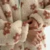 TEDDY Кофта на блискавці з капюшоном коричнева квітка