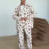 Костюм кофта зі стійкою та штани полар фліс троянди на молочному