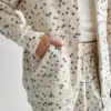 Костюм Кофта та Штани полар фліс коричневі квіти на білому