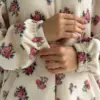 Костюм кофта зі стійкою та штани полар фліс троянди на молочному