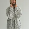 Костюм кофта зі стійкою та штани полар фліс синя квітка