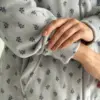 Костюм Кофта та Штани полар фліс синя квітка на сірому