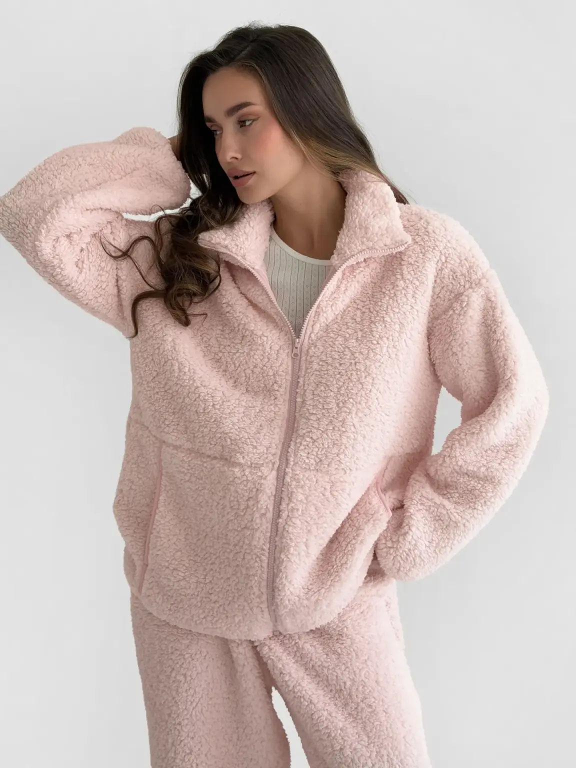 TEDDY ХМАРКА Костюм кофта на блискавці та штани рожевий