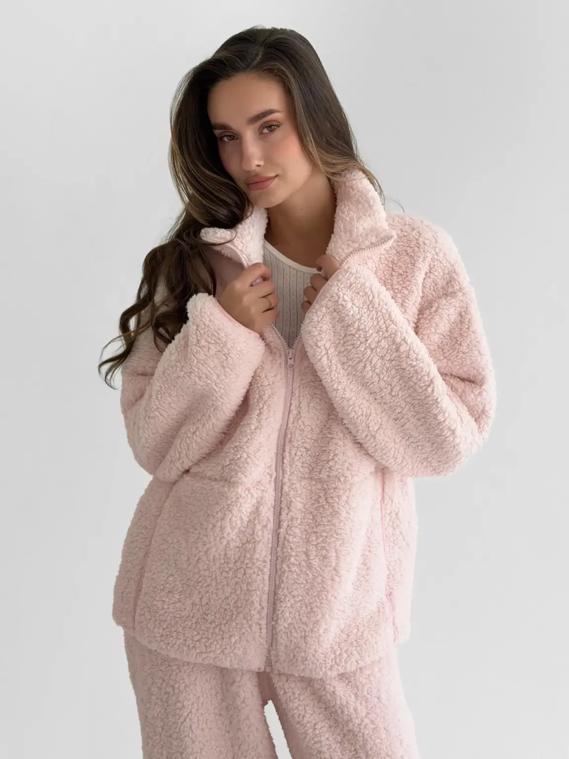 TEDDY ХМАРКА Костюм кофта на блискавці та штани рожевий