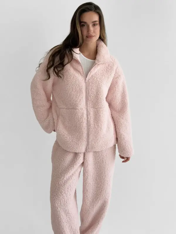 TEDDY ХМАРКА Костюм кофта на блискавці та штани рожевий
