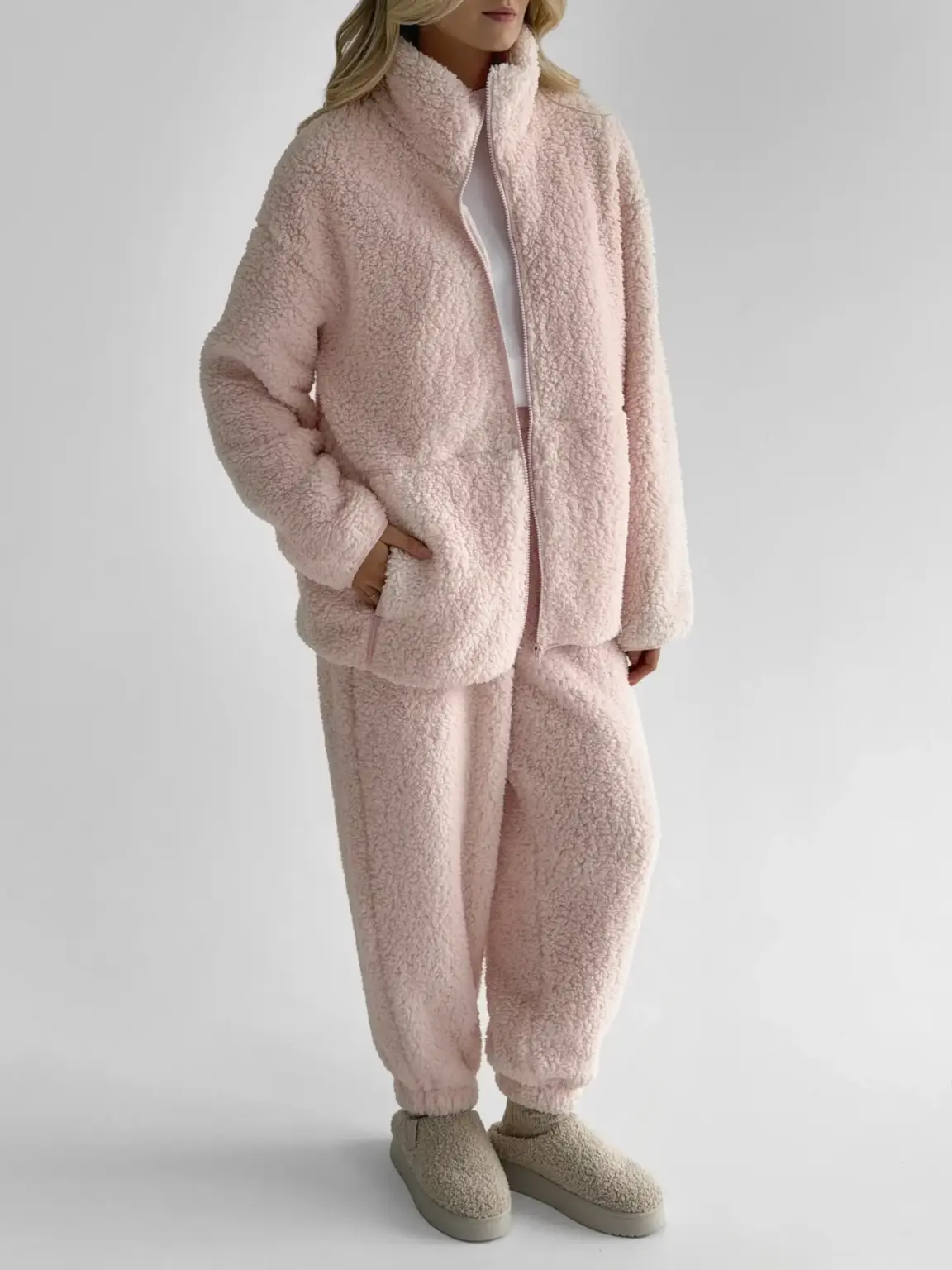 TEDDY ХМАРКА Костюм кофта на блискавці та штани рожевий