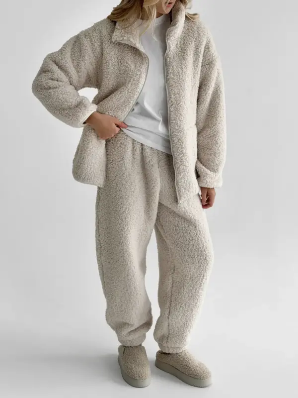 TEDDY ХМАРКА Костюм кофта на блискавці та штани молочний