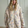TEDDY Кофта на блискавці з капюшоном блакитна квітка
