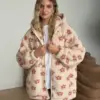 TEDDY Кофта на блискавці з капюшоном коричнева квітка