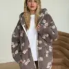 TEDDY Кофта на блискавці з капюшоном біла квітка